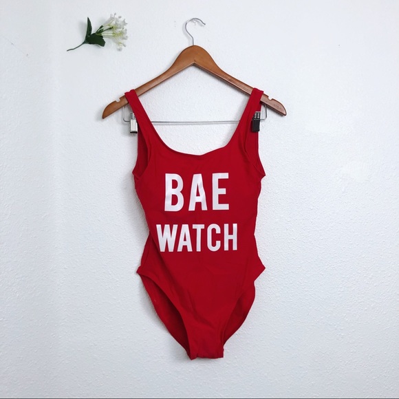 None Other - RED BAE WATCH ONE PIECE LOW BACK SWIMSUIT